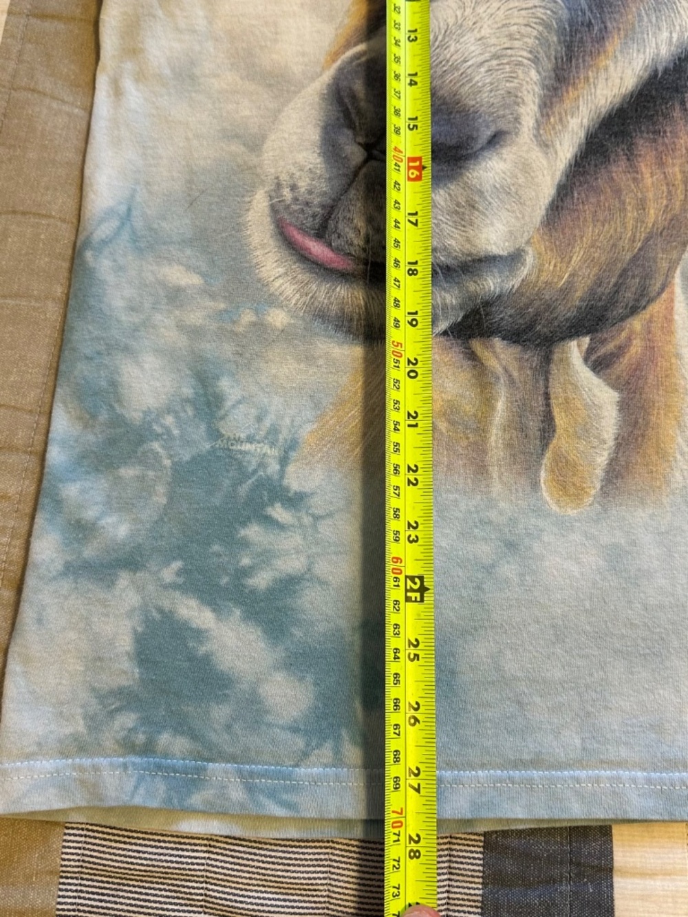 Goat Animal Graphic Print T-Shirt Large Baby Blue Acid Wash Y2K Short Sleeve - Picture 6 of 6